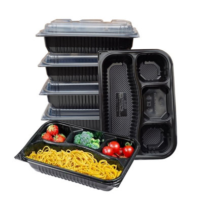 Econx 4 Compartment Takeaway Container Meal Prep Containers Microwavable Bpa Free Pp Plastic Lunch Take Away Box Pack Of 30 from B&Q