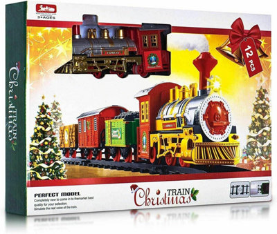 Mantraraj 12Pcs Christmas Train Set Track Deluxe Musical Sound Light Around Tree Decoration Xmas from B&Q