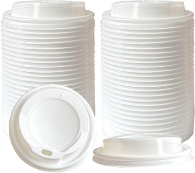 Econx White 8Oz Plastic Sip-Through Lids For Paper Disposable Coffee Cups Lids 80mm Leak Proof Secure Fit Lid X 500 from B&Q