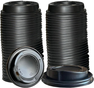 Econx Black 8Oz Plastic Sip-Through Lids For Paper Disposable Coffee Cups Lids 80mm Leak Proof Secure Fit Lid X 500 from B&Q