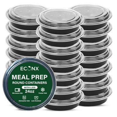 Econx Black 24Oz Round Meal Prep Food Containers With Lid Reusable Bpa Free Food Storage Box - Bpa-Free Plastic - Pack Of 10 - Image 4