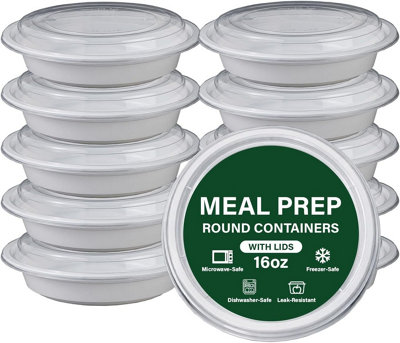  - Econx 16Oz Round White Plastic Meal Prep Container With Airtight Lids Reusable Bpa Free Food Containers X 30Pk