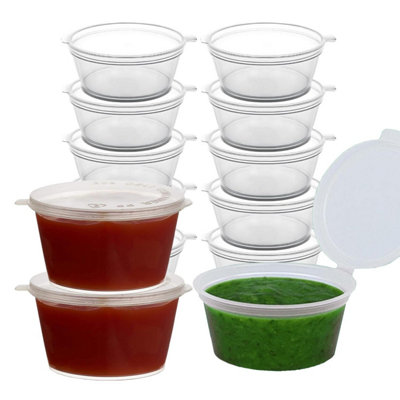 Econx 1000 X 4Oz Hinged Sauce Pots Round Plastic Containers With Hinged Lids Bpa-Free Reusable Deli Portion Pots from B&Q