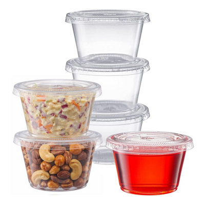  - Econx 500 X 4Oz Plastic Portion Deli Pot With Lid Reusable Leakproof Tubs Bpa Free Sauce Pots With Airtight Lids