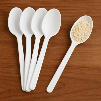 Econx 500 Pack White Plastic Reusable Spoons Heavy Duty Cutlery Table Spoons For PartiesCateringDining & Events from B&Q