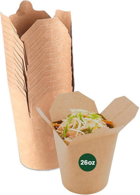Econx Kraft Paper Noodle Boxes Round 26Oz Takeaway Containers Foldable Top Closure For Hot Food And Snacks X 500Pk from B&Q