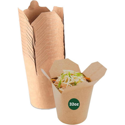 Econx Kraft Paper Noodle Boxes Round 32Oz Takeaway Containers Foldable Top Closure For Hot Food And Snacks X 500Pk from B&Q