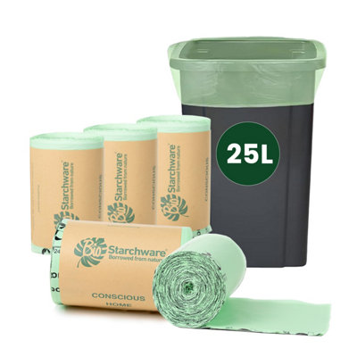 Econx 25L X 50 Compostable Caddy Bags Compost Bag Biodegradable Caddy Bin Liners Food Waste Compost Liners from B&Q