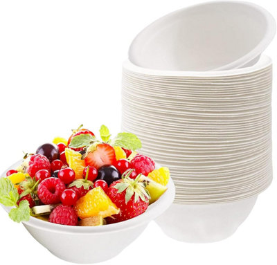Econx 200 Pack Biodegradable Bagasse Bowls 7Oz White Disposable Bowl For Picnic Catering Bbq And Parties from B&Q