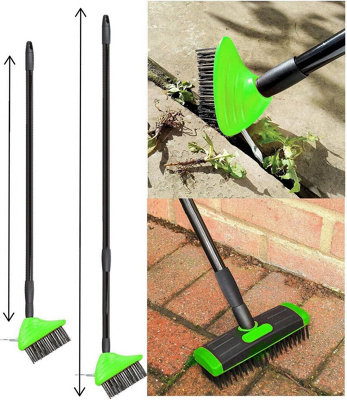 Mantraraj 3 In 1 Telescopic Weed Remover Brush Wire Head Paving Decking Clean Scrub Moss from B&Q