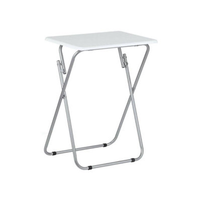  - Mantraraj Folding Snack Table Wooden Tv Side Laptop Coffee Tea Picnic Portable Desk White
