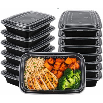 Econx 16Oz Meal Prep Container Plastic Food Storage Box With Lids Microwave Safe Pack Of 50 from B&Q