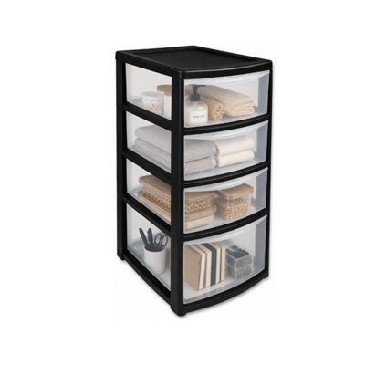  - Mantraraj 4-Tier Mini Tower Storage Drawers Clear Plastic Boxes Space-Saving Organiser