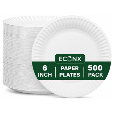  - Econx 6"(15Cm) Disposable Paper Plates Heavy Duty Dinner Party Plates Tableware X 500Pc
