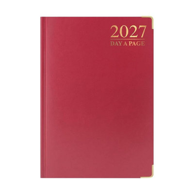 Mantraraj 2027 Diary A5 Page A Day Padded Case Bound Desk Diary Office Organiser Planner Red
