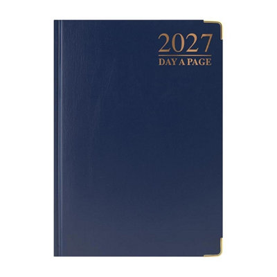 Mantraraj 2027 Diary A5 Page A Day Padded Case Bound Desk Diary Office Organiser Planner Blue