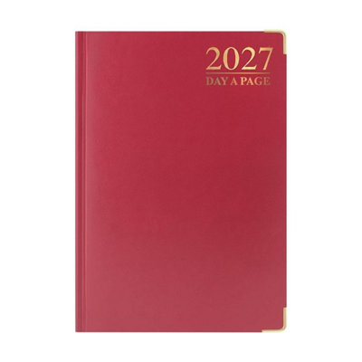 Mantraraj 2027 Diary A4 Day A Page Soft Padded Case Bound Desk Diary Organiser Planner Red