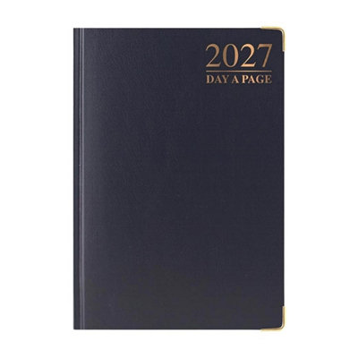 Mantraraj 2027 Diary A4 Day A Page Soft Padded Case Bound Desk Diary Organiser Planner Black