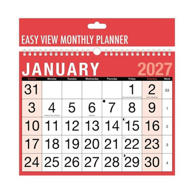 Mantraraj 2027 Calendar Spiral Bound Wall Calendar Large Month To View Planner Organiser from B&Q