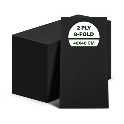  - Econx Black Paper Napkins 40 X 40Cm 2 Ply Strong Paper Napkins Tissue Serviettes Cocktail Napkins Pack Of 250