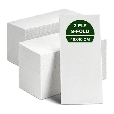  - Econx White Paper Napkins 40 X 40Cm 2 Ply Strong Paper Napkins Tissue Serviettes Cocktail Napkins Pack Of 1000