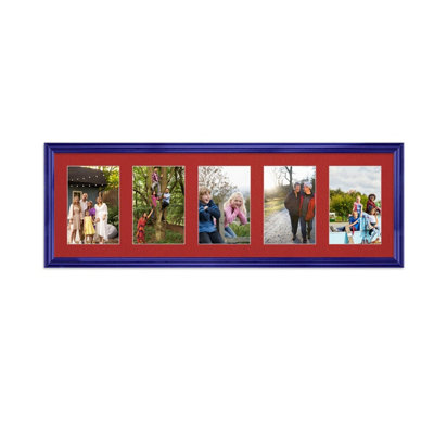 B&Q -  26X8 Purple Classic Multi Photo Frame With Crimson MountHolds 5 Apertures (5X) 6X4 Photos