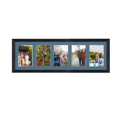 B&Q -  26X8 Black Classic Multi Photo Frame With Pompadour MountHolds 5 Apertures (5X) 6X4 Photos