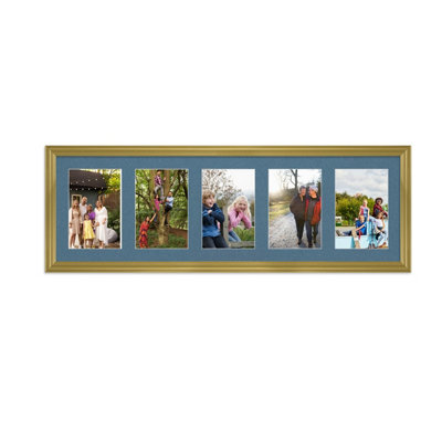 B&Q -  26X8 Gold Classic Multi Photo Frame With Pompadour MountHolds 5 Apertures (5X) 6X4 Photos