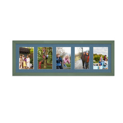 B&Q -  26X8 Green Classic Multi Photo Frame With Pompadour MountHolds 5 Apertures (5X) 6X4 Photos