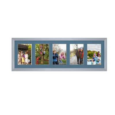 B&Q -  26X8 Silver Classic Multi Photo Frame With Pompadour MountHolds 5 Apertures (5X) 6X4 Photos