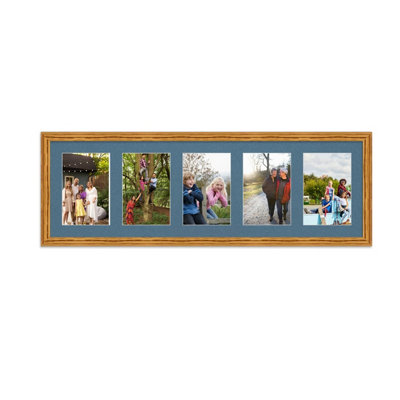 B&Q -  26X8 Oak Classic Multi Photo Frame With Pompadour MountHolds 5 Apertures (5X) 6X4 Photos