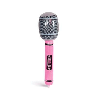 Cheetah Unisex Pink Party Inflatable 20Cm Microphone In | Size: 1 Pack - Image 2