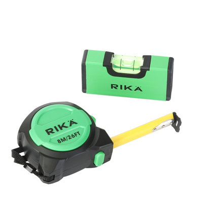 Rikä Rika 2-Piece 8M Tape Measure And Mini Box Level Set from B&Q