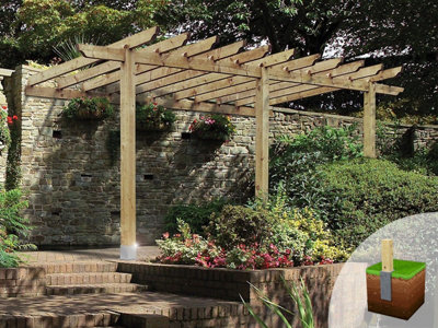 Edecks Lean To Carport Wooden Garden Pergola (W 3600mm X L 4800mm) With Bolt Down Anchors (2.1M) from B&Q
