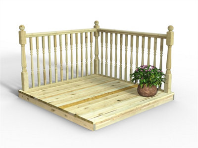 Edecks Chunky Easy Deck Decking Kit Pressure Treated Timber (1.8M X 1.8M) With Colonial Handrails from B&Q