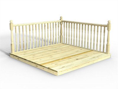 Edecks Chunky Easy Deck Decking Kit Pressure Treated Timber (2.4M X 2.4M) With Colonial Handrails from B&Q