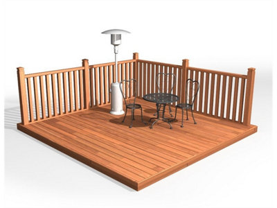 Edecks Balau Hardwood 90mm Timber Decking Kit (3M X 3M)With Handrails from B&Q