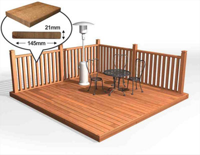 Edecks Balau Hardwood 145mm Timber Decking Kit (3.6M X 3.6M)With Handrails from B&Q