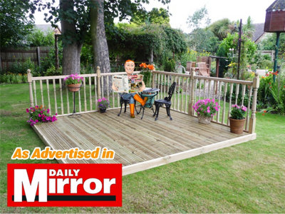 Edecks Easy Deck Patio Decking Kit Pressure Treated Timber (2.1M X 2.1M) With Colonial Handrails from B&Q
