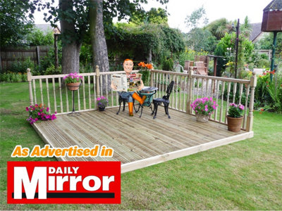 Edecks Easy Deck Patio Decking Kit Pressure Treated Timber (2.1M X 2.4M) With Colonial Handrails from B&Q