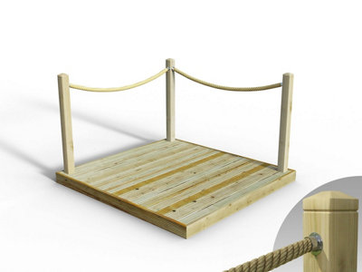 Edecks Standard Redwood Decking Kit (1.8M X 1.8M) With Black Rope Handrails (FixedCups) from B&Q