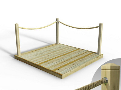 Edecks Standard Redwood Decking Kit (2.1M X 2.1M) With Hemp Rope Handrails (FixedCups) from B&Q