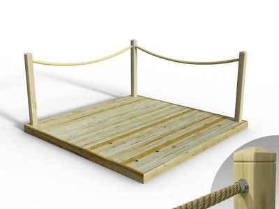 Edecks Standard Redwood Decking Kit (2.4M X 2.4M) With Black Rope Handrails (FixedCups) from B&Q