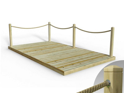 Edecks Standard Redwood Decking Kit (2.4M X 4.2M) With Black Rope Handrails (FixedCups) from B&Q