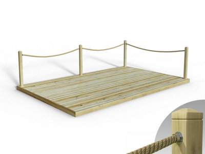 Edecks Standard Redwood Decking Kit (3M X 4.8M) With Hemp Rope Handrails (FixedCups) from B&Q