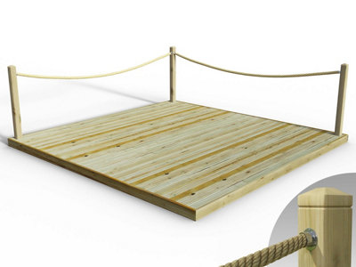 Edecks Standard Redwood Decking Kit (3.6M X 3.6M) With Hemp Rope Handrails (FixedCups) from B&Q