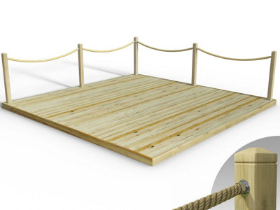 Edecks Standard Redwood Decking Kit (4.2M X 4.2M) With Hemp Rope Handrails (FixedCups) from B&Q