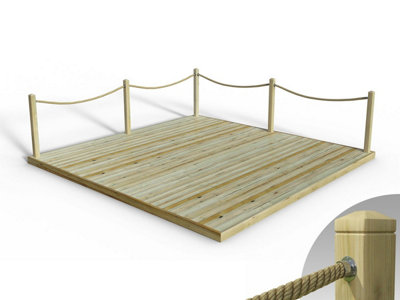 Edecks Standard Redwood Decking Kit (4.2M X 4.8M) With Black Rope Handrails (FixedCups) from B&Q