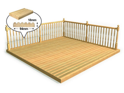 Edecks Discount Decking Kit Pressure Treated Timber (1.8M X 1.8M)With Square Handrails from B&Q