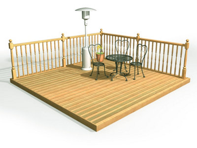 Edecks Discount Decking Kit Pressure Treated Timber (2.4M X 4.2M)With Colonial Handrails from B&Q